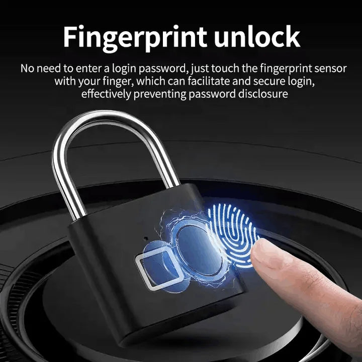 Fingerprint-Enabled Smart Keyless Security Locker Lock - IP65 Waterproof Anti-Theft USB Rechargeable Padlock for Gym Use